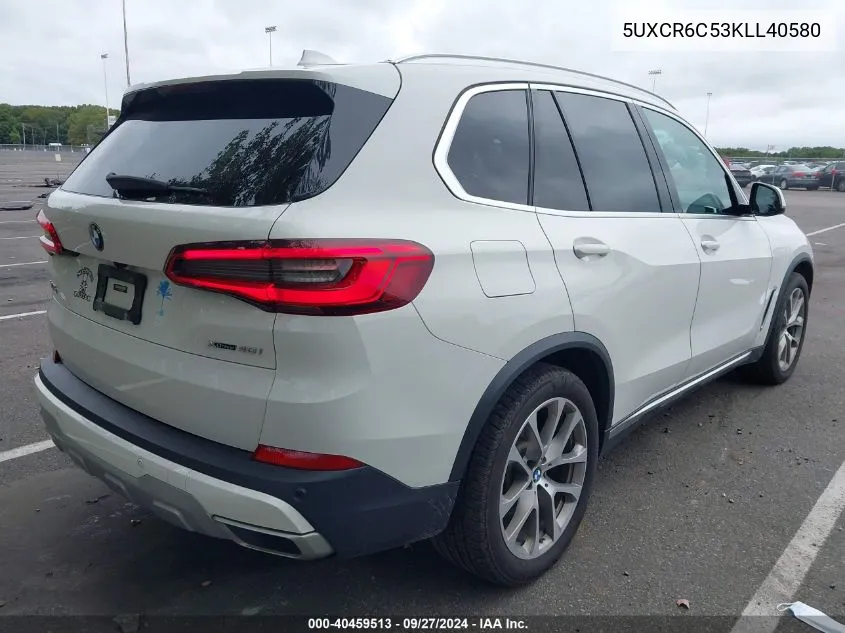 2019 BMW X5 xDrive40I VIN: 5UXCR6C53KLL40580 Lot: 40459513