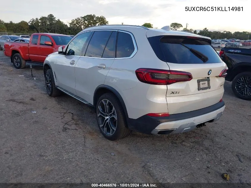 2019 BMW X5 xDrive40I VIN: 5UXCR6C51KLL14981 Lot: 40466576