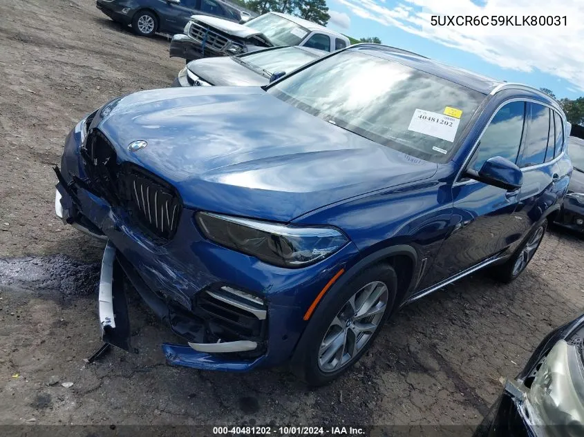 2019 BMW X5 xDrive40I VIN: 5UXCR6C59KLK80031 Lot: 40481202