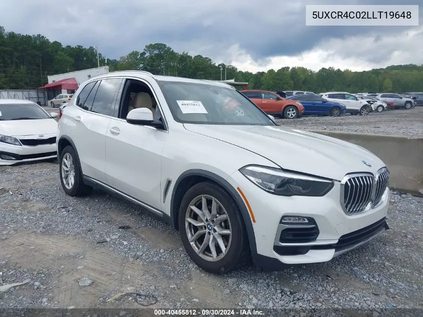 2020 BMW X5 Sdrive40I VIN: 5UXCR4C02LLT19648 Lot: 40455812