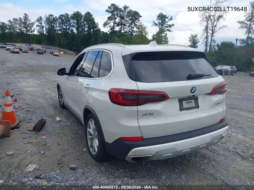 2020 BMW X5 Sdrive40I VIN: 5UXCR4C02LLT19648 Lot: 40455812