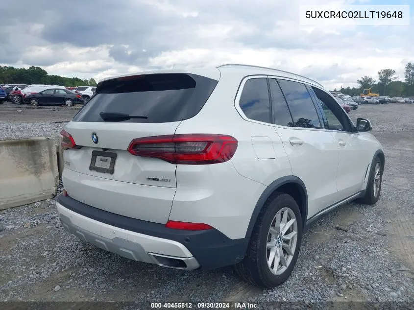 2020 BMW X5 Sdrive40I VIN: 5UXCR4C02LLT19648 Lot: 40455812