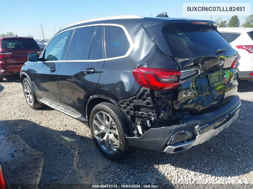 2020 BMW X5 xDrive40I VIN: 5UXCR6C07LLL82451 Lot: 40472110