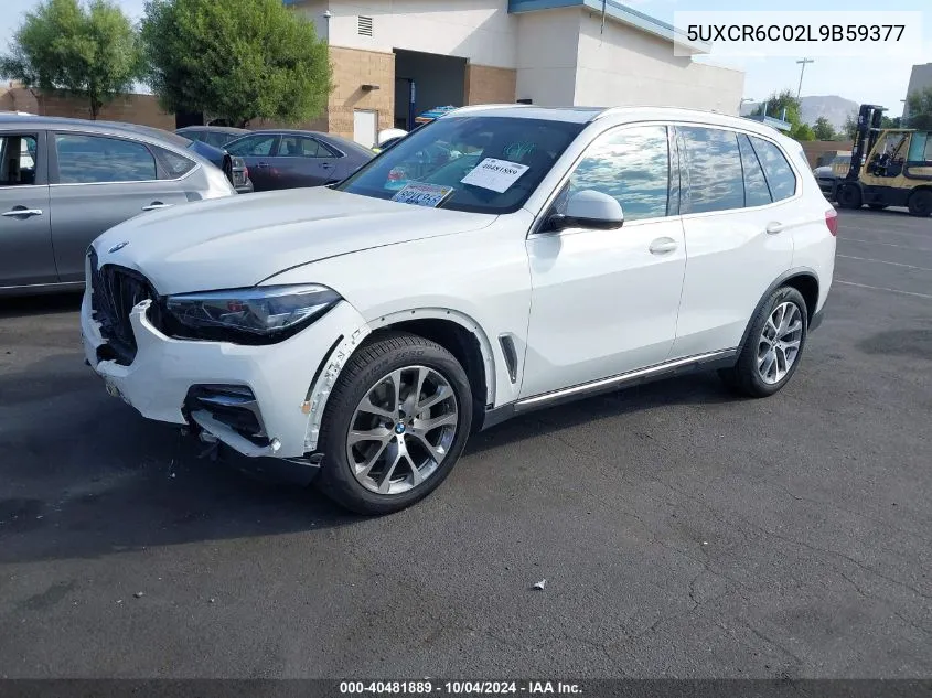 2020 BMW X5 xDrive40I VIN: 5UXCR6C02L9B59377 Lot: 40481889