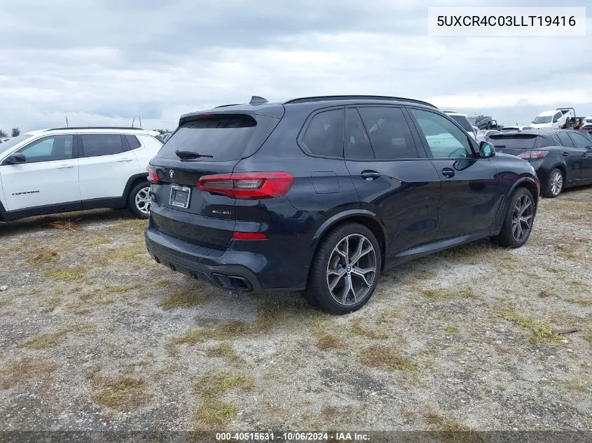 2020 BMW X5 Sdrive40I VIN: 5UXCR4C03LLT19416 Lot: 40515631