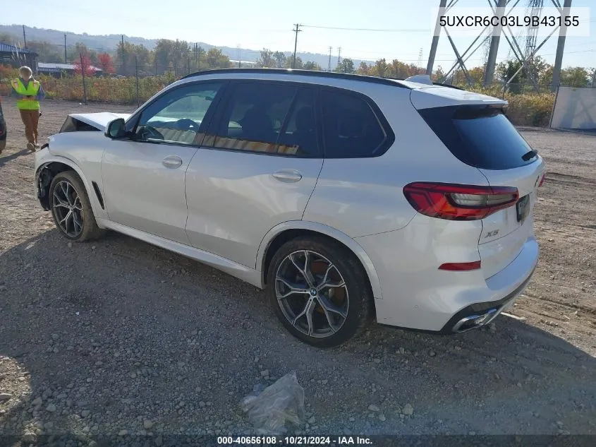 2020 BMW X5 xDrive40I VIN: 5UXCR6C03L9B43155 Lot: 40656108