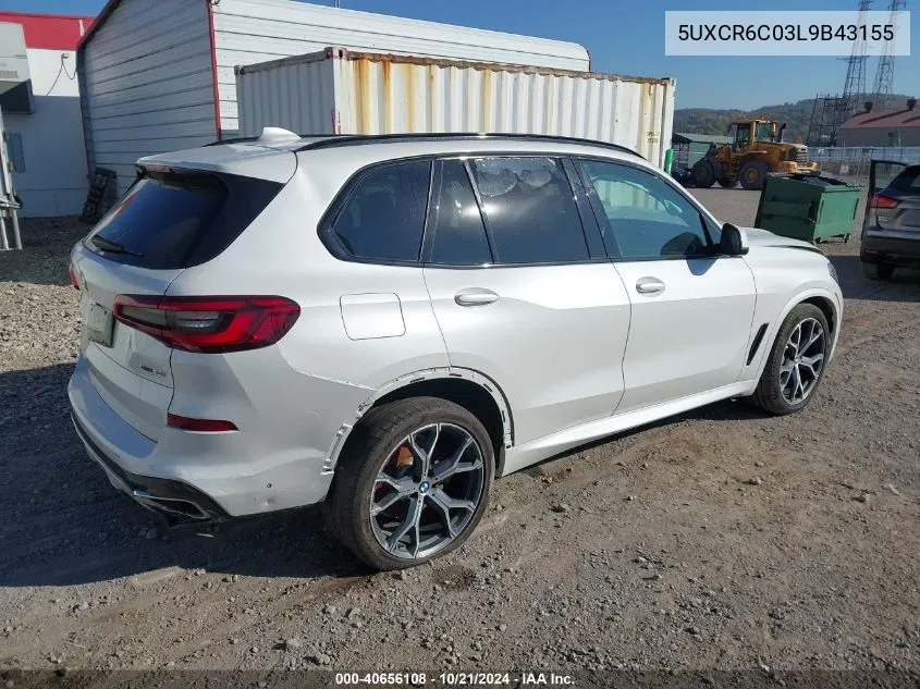 2020 BMW X5 xDrive40I VIN: 5UXCR6C03L9B43155 Lot: 40656108