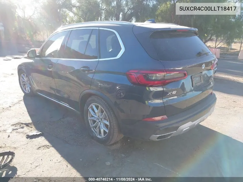 2020 BMW X5 Sdrive40I VIN: 5UXCR4C00LLT18417 Lot: 40748214