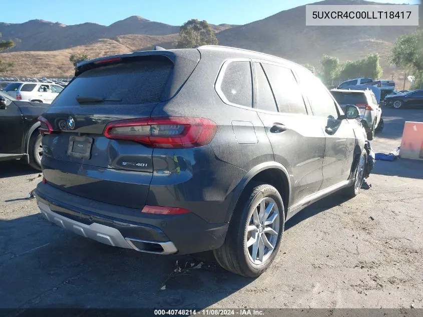 2020 BMW X5 Sdrive40I VIN: 5UXCR4C00LLT18417 Lot: 40748214