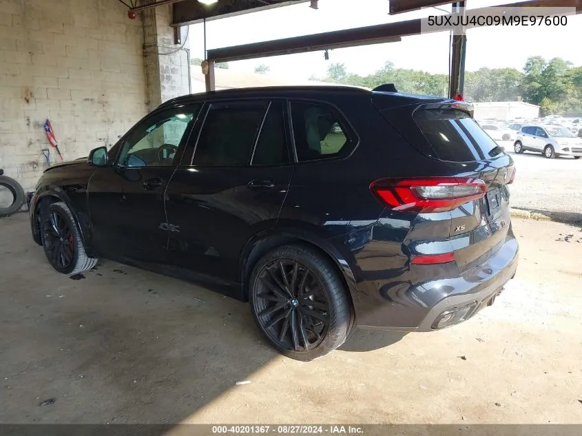 2021 BMW X5 M50I VIN: 5UXJU4C09M9E97600 Lot: 40201367