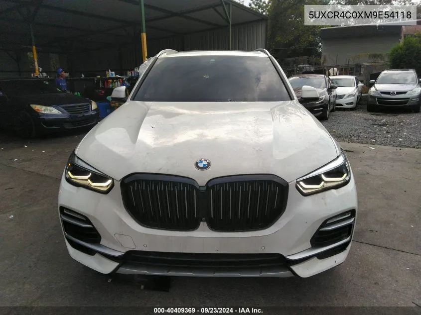 2021 BMW X5 VIN: 5UXCR4C0XM9E54118 Lot: 40409369