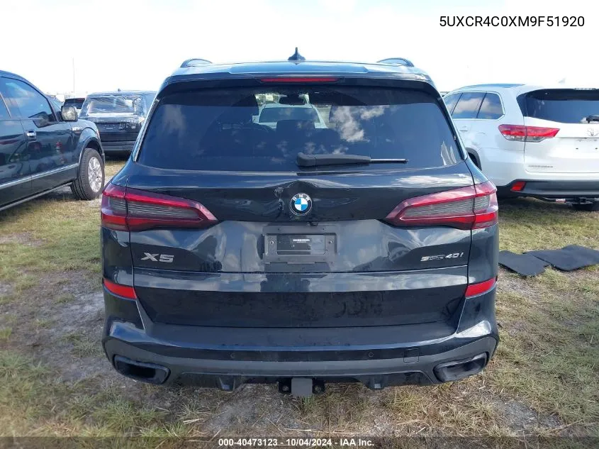 2021 BMW X5 Sdrive40I VIN: 5UXCR4C0XM9F51920 Lot: 40473123