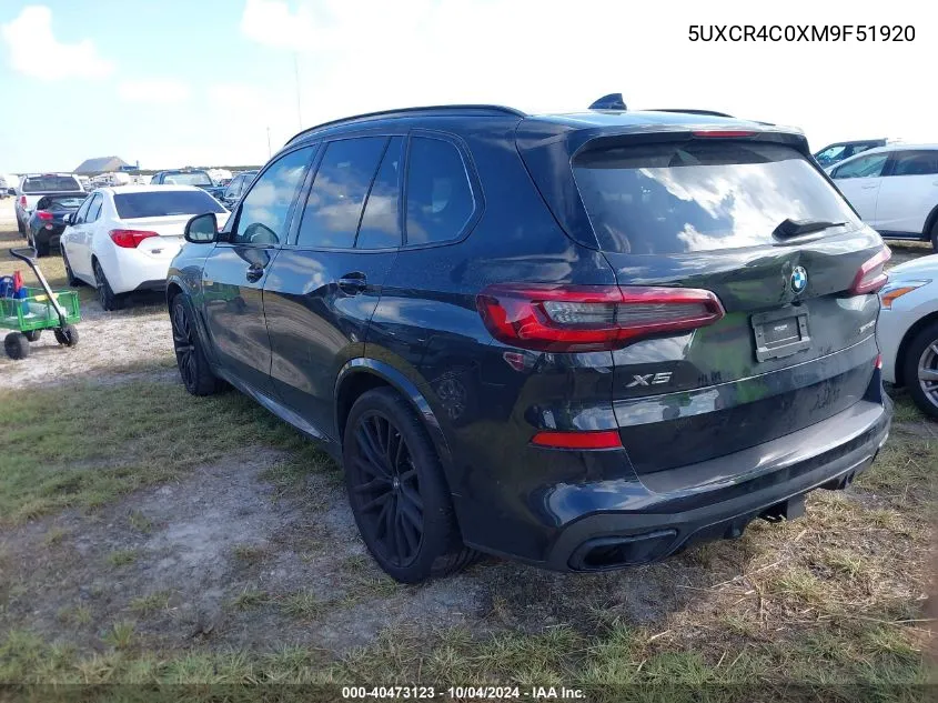 2021 BMW X5 Sdrive40I VIN: 5UXCR4C0XM9F51920 Lot: 40473123