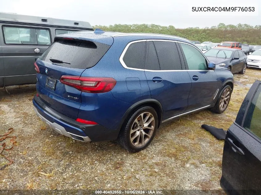 2021 BMW X5 Sdrive40I VIN: 5UXCR4C04M9F76053 Lot: 40492655