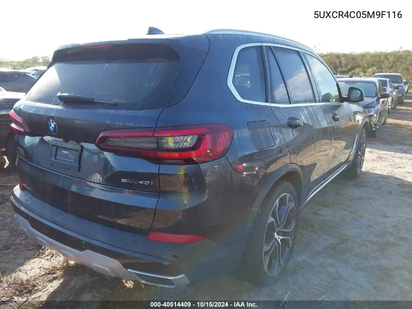 2021 BMW X5 Sdrive40I VIN: 5UXCR4C05M9F116 Lot: 40514409