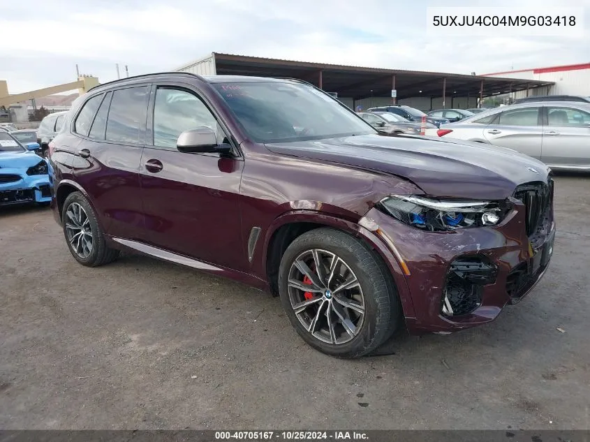 2021 BMW X5 M50I VIN: 5UXJU4C04M9G03418 Lot: 40705167