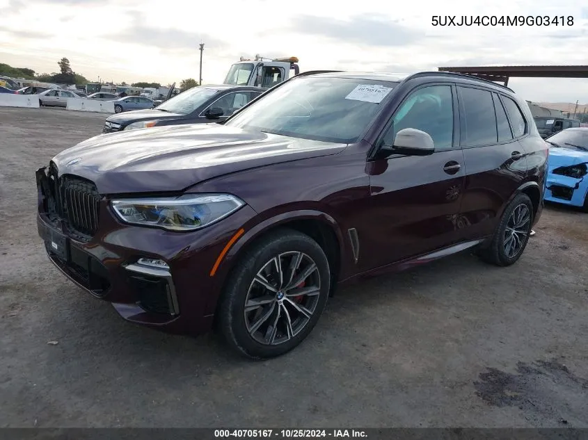 2021 BMW X5 M50I VIN: 5UXJU4C04M9G03418 Lot: 40705167