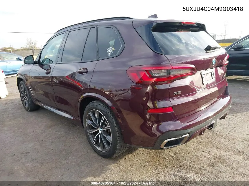 2021 BMW X5 M50I VIN: 5UXJU4C04M9G03418 Lot: 40705167