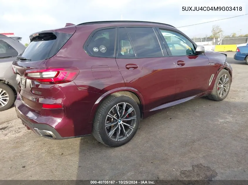 2021 BMW X5 M50I VIN: 5UXJU4C04M9G03418 Lot: 40705167