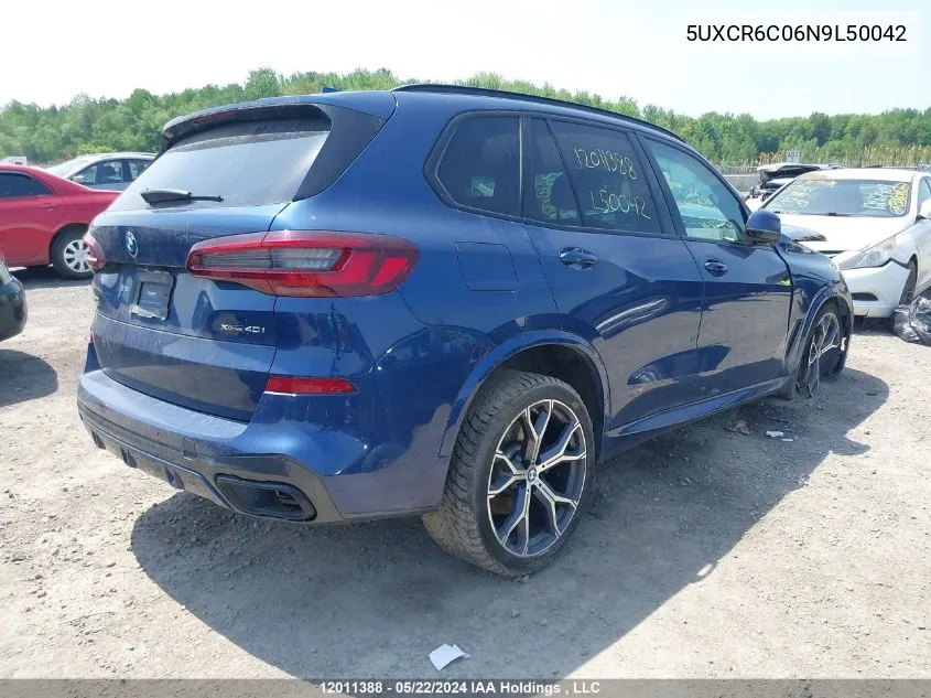 2022 BMW X5 VIN: 5UXCR6C06N9L50042 Lot: 12011388