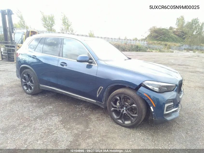 2022 BMW X5 VIN: 5UXCR6C05N9M00025 Lot: 12104946