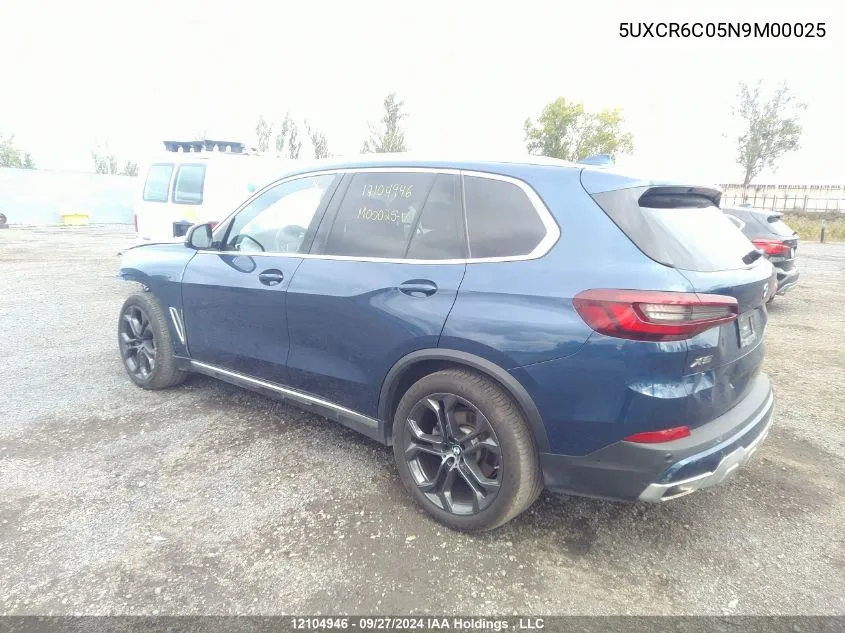 2022 BMW X5 VIN: 5UXCR6C05N9M00025 Lot: 12104946