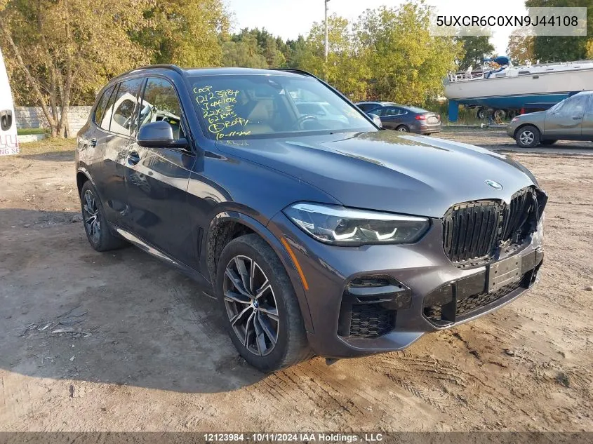 2022 BMW X5 VIN: 5UXCR6C0XN9J44108 Lot: 12123984