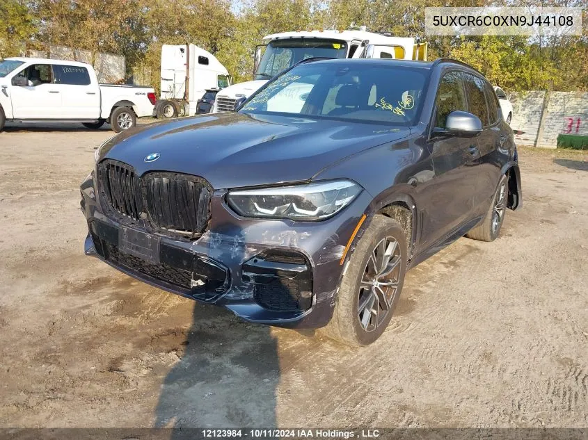 2022 BMW X5 VIN: 5UXCR6C0XN9J44108 Lot: 12123984