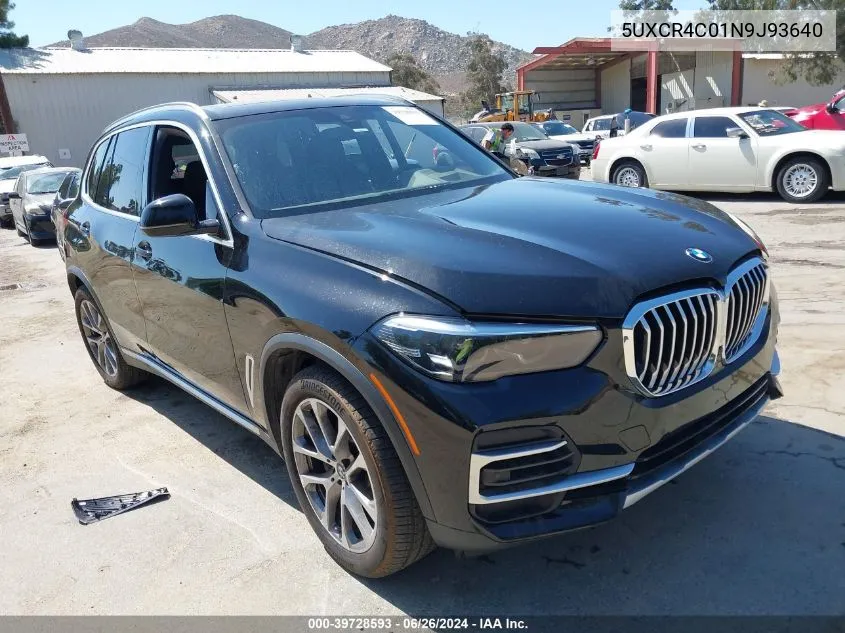 2022 BMW X5 Sdrive40I VIN: 5UXCR4C01N9J93640 Lot: 39728593