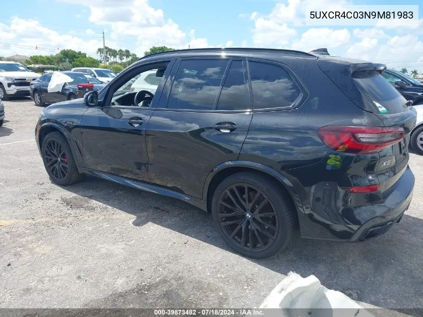 5UXCR4C03N9M81983 2022 BMW X5 Sdrive40I