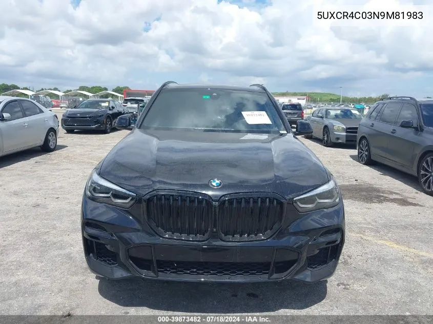 2022 BMW X5 Sdrive40I VIN: 5UXCR4C03N9M81983 Lot: 39873482