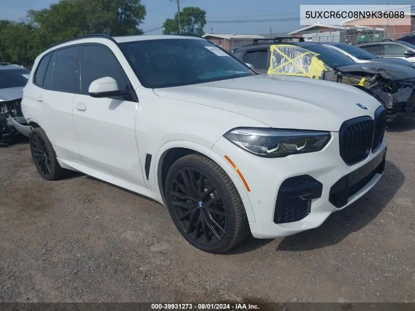 2022 BMW X5 xDrive40I VIN: 5UXCR6C08N9K36088 Lot: 39931273