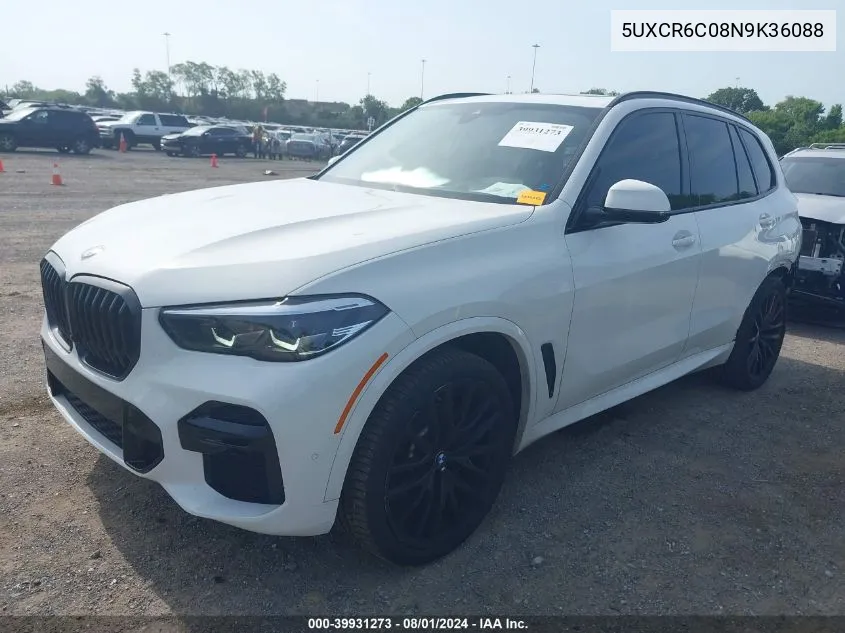 2022 BMW X5 xDrive40I VIN: 5UXCR6C08N9K36088 Lot: 39931273