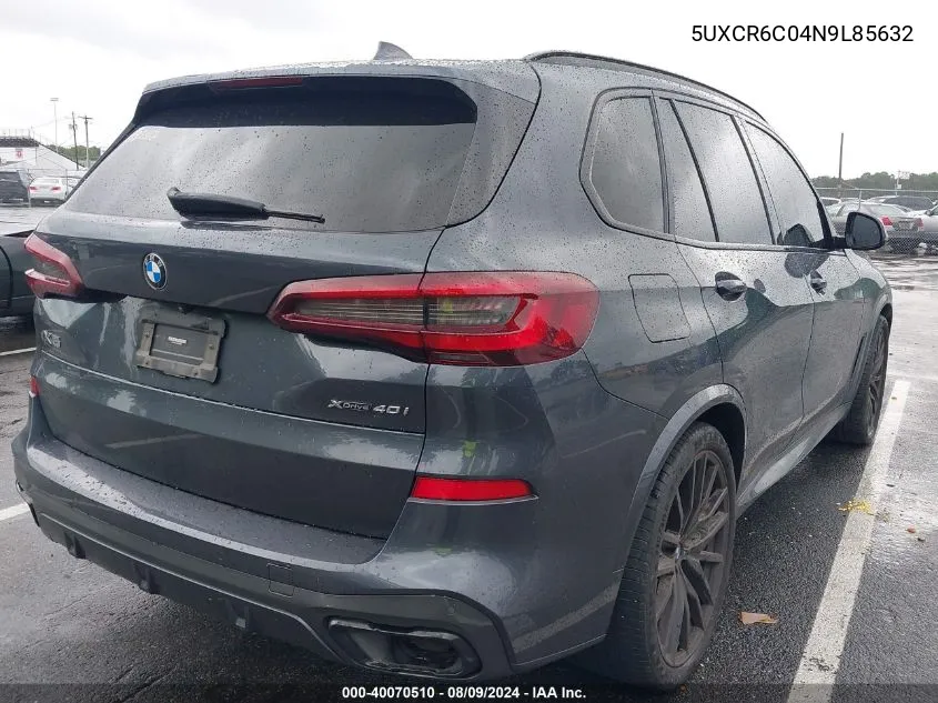 2022 BMW X5 xDrive40I VIN: 5UXCR6C04N9L85632 Lot: 40070510