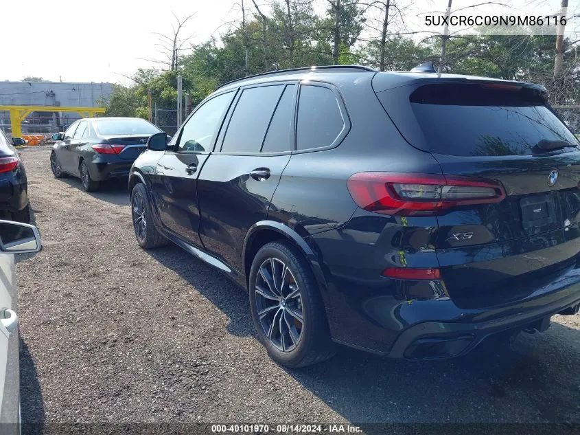 2022 BMW X5 xDrive40I VIN: 5UXCR6C09N9M86116 Lot: 40101970