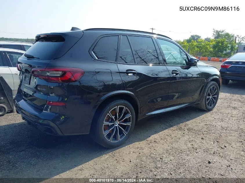 2022 BMW X5 xDrive40I VIN: 5UXCR6C09N9M86116 Lot: 40101970