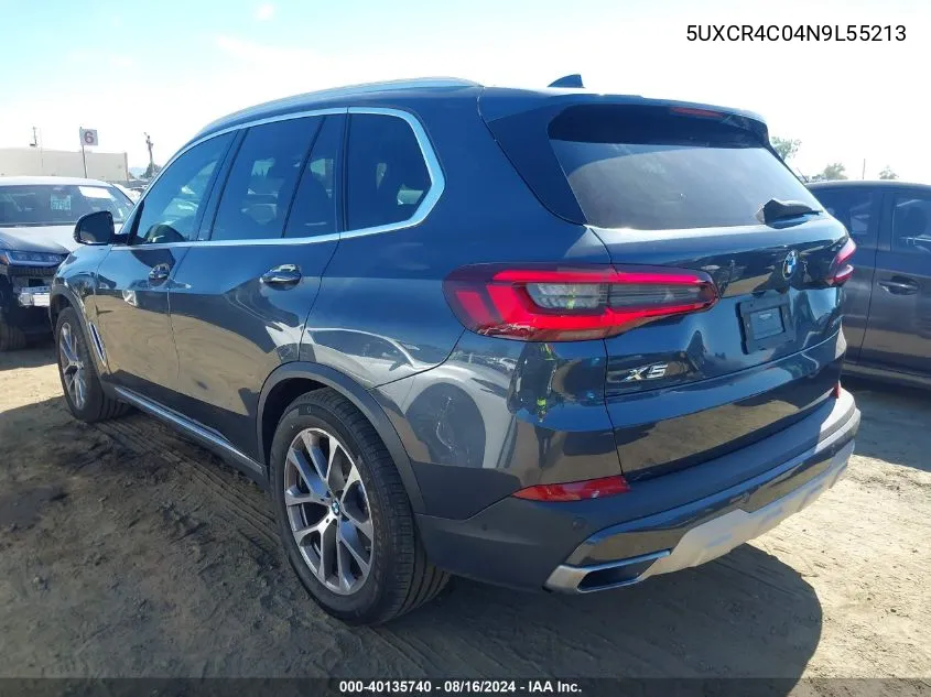 2022 BMW X5 Sdrive40I VIN: 5UXCR4C04N9L55213 Lot: 40135740