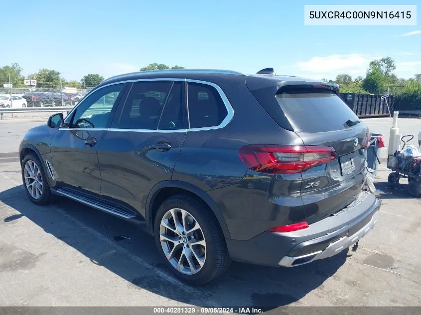 5UXCR4C00N9N16415 2022 BMW X5 Sdrive40I