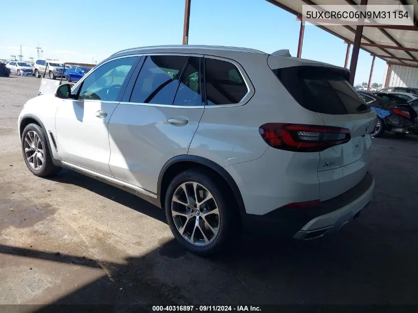 2022 BMW X5 xDrive40I VIN: 5UXCR6C06N9M31154 Lot: 40316897