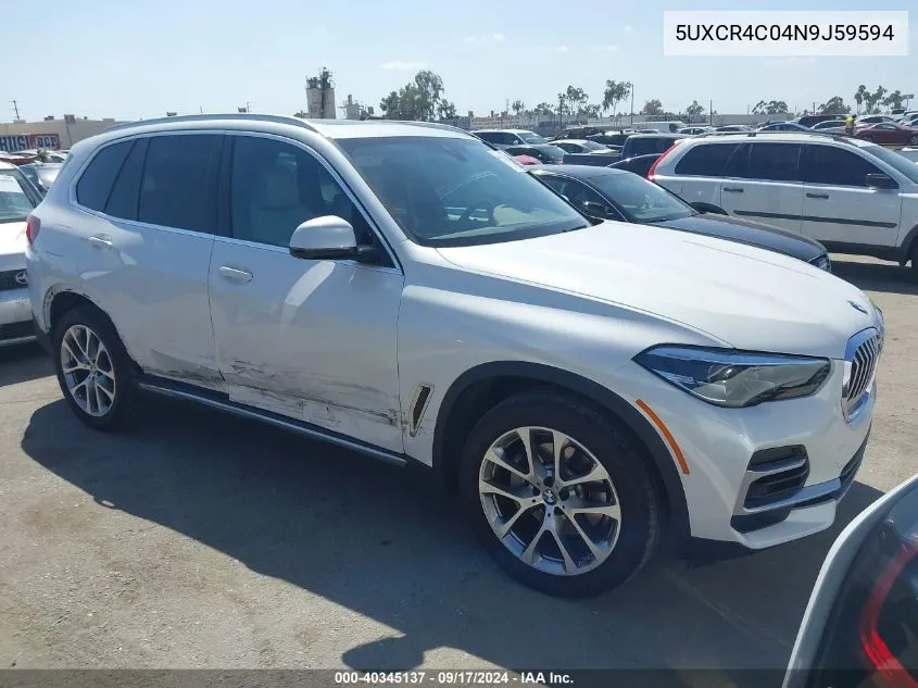 2022 BMW X5 Sdrive40I VIN: 5UXCR4C04N9J59594 Lot: 40345137