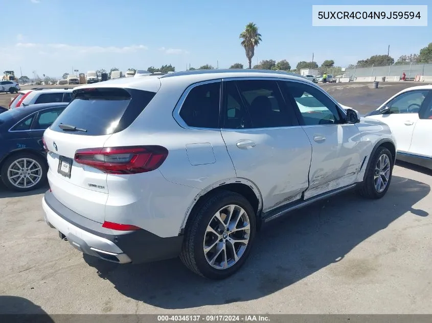 5UXCR4C04N9J59594 2022 BMW X5 Sdrive40I