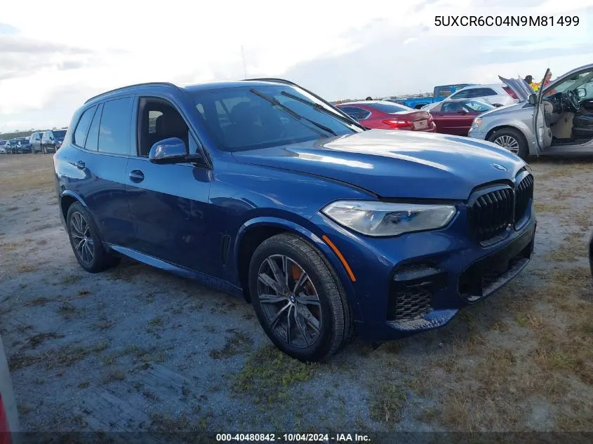 2022 BMW X5 xDrive40I VIN: 5UXCR6C04N9M81499 Lot: 40480842