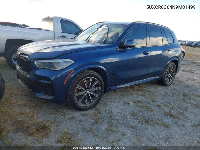 2022 BMW X5 xDrive40I VIN: 5UXCR6C04N9M81499 Lot: 40480842