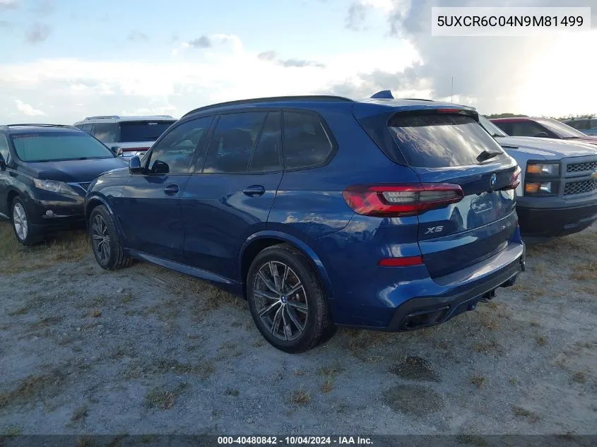 2022 BMW X5 xDrive40I VIN: 5UXCR6C04N9M81499 Lot: 40480842