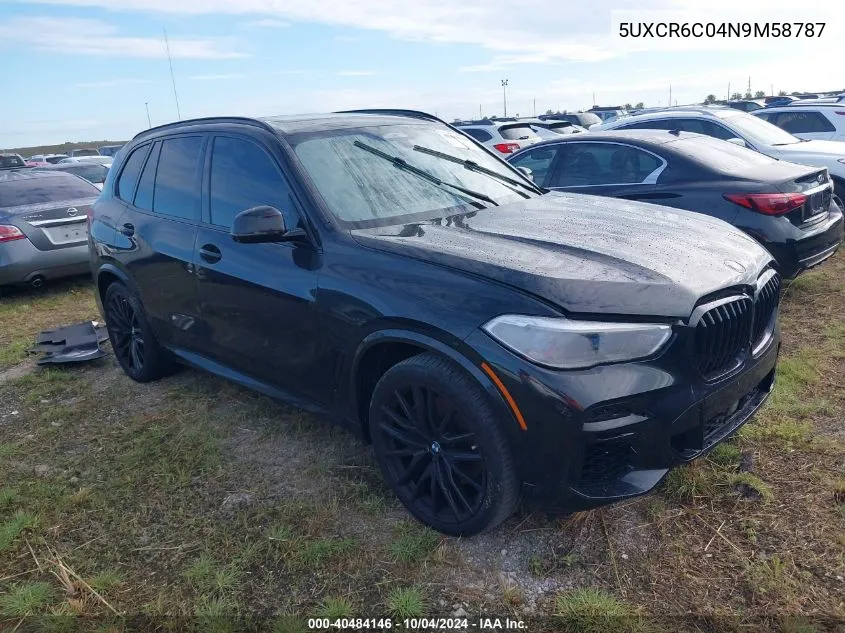 2022 BMW X5 xDrive40I VIN: 5UXCR6C04N9M58787 Lot: 40484146