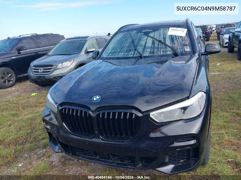 2022 BMW X5 xDrive40I VIN: 5UXCR6C04N9M58787 Lot: 40484146