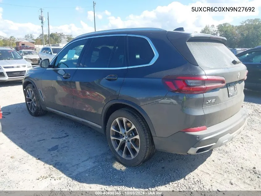 2022 BMW X5 xDrive40I VIN: 5UXCR6C0XN9N27692 Lot: 40498345