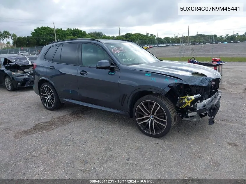 2022 BMW X5 Sdrive40I VIN: 5UXCR4C07N9M45441 Lot: 40511231