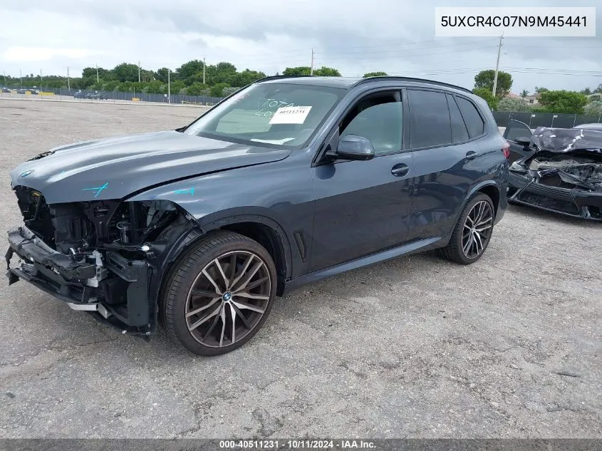 2022 BMW X5 Sdrive40I VIN: 5UXCR4C07N9M45441 Lot: 40511231