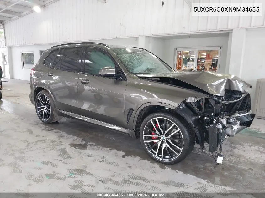 2022 BMW X5 xDrive40I VIN: 5UXCR6C0XN9M34655 Lot: 40546435